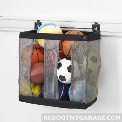 The best sports ball hanging basket is the Gladiator Sports Ball Basket.
