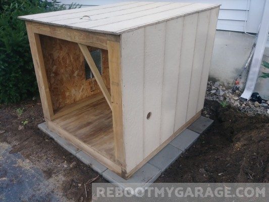 Right side of shed on blocks