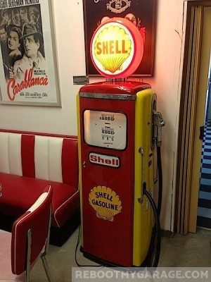 Red and Yellow Shell Gas Pump
