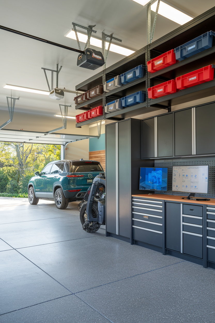 Double the Space: Genius Two Car Garage Organization Hacks You Need to Try 9 Smart Technology for Modern Garage Organization
